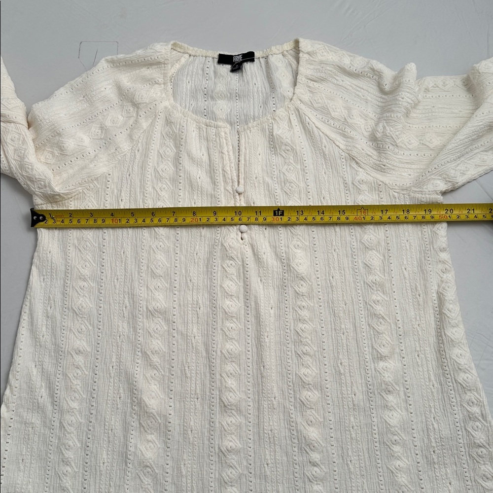 Frye Salt Breeze cream off-white split neck long sleeve peasant blouse - Picture 8 of 12